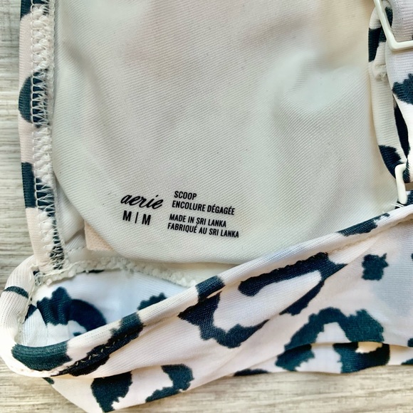 🔥 Aerie V Scoop Longline Bikini Top White Leopard - Picture 5 of 5